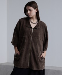 cussil | 【cussil/クシル】硫化染めフェード加工 切り替えデザインフルジップ半袖Tシャツ(Tシャツ/カットソー)