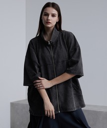 cussil | 【cussil/クシル】硫化染めフェード加工 切り替えデザインフルジップ半袖Tシャツ(Tシャツ/カットソー)