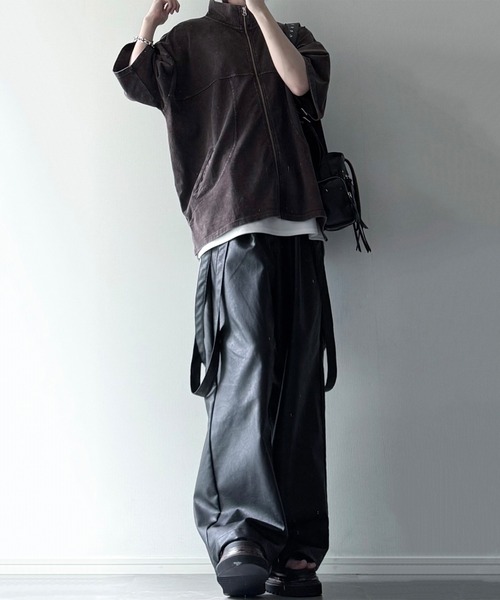 cussil(クシル)の「【cussil/クシル】硫化染めフェード加工 切り替えデザインフルジップ半袖Tシャツ(Tシャツ/カットソー・メンズ・ブルー/チャコールグレー/ブラウン/レッド・L/M/S)」の18枚目の写真