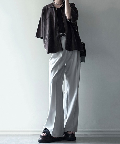 cussil(クシル)の「【cussil/クシル】硫化染めフェード加工 切り替えデザインフルジップ半袖Tシャツ(Tシャツ/カットソー・メンズ・ブルー/チャコールグレー/ブラウン/レッド・L/M/S)」の19枚目の写真