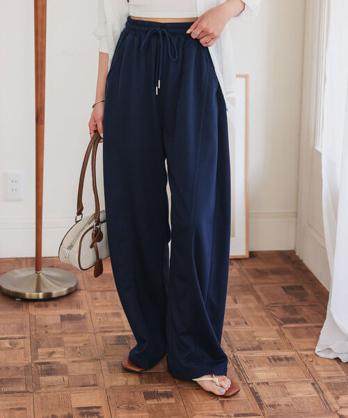 KOBE LETTUCE（コウベレタス）の「スウェット素材ワイドカーブパンツ（スウェットパンツ・レディース・アイボリー/ブラック/グレー/ネイビー/チャコール・M/M-Short/PM）」の5枚目の写真