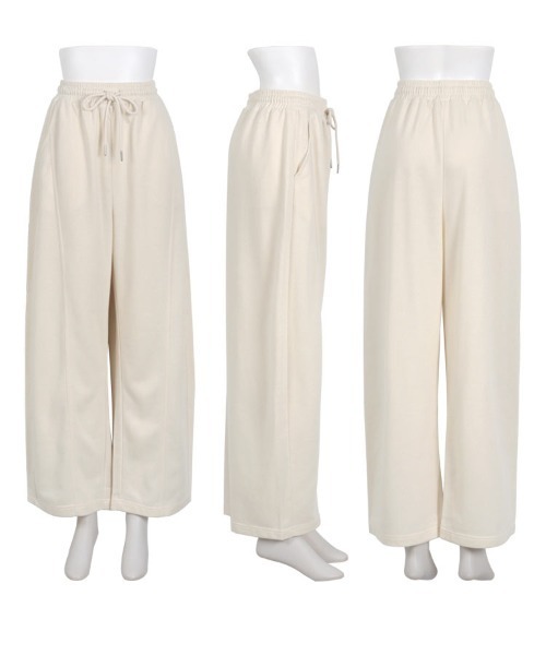 KOBE LETTUCE（コウベレタス）の「スウェット素材ワイドカーブパンツ（スウェットパンツ・レディース・アイボリー/ブラック/グレー/ネイビー/チャコール・M/M-Short/PM）」の18枚目の写真