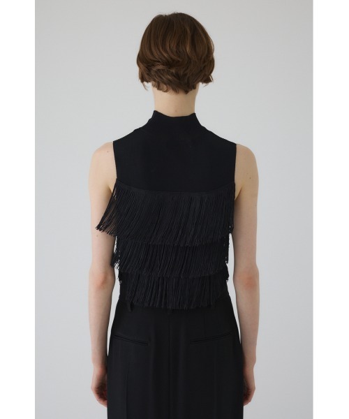 RIM.ARK(リムアーク)の「Fringe N/S knit tops フリンジノースリーブニットトップス(ニット/セーター・レディース・マジェンタ/ブラック/グレー・36/38)」の8枚目の写真
