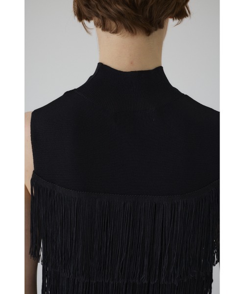 Fringe N/S knit tops フリンジノースリーブニットトップス