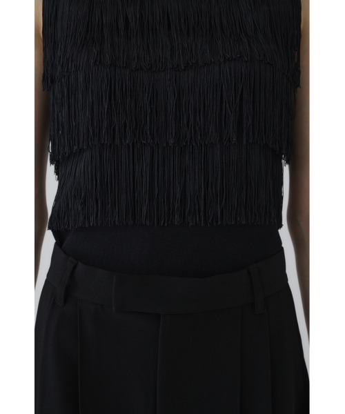 RIM.ARK Fringe N/S knit tops ブラウン Fringe N/S knit tops フリンジノースリーブニットトップス