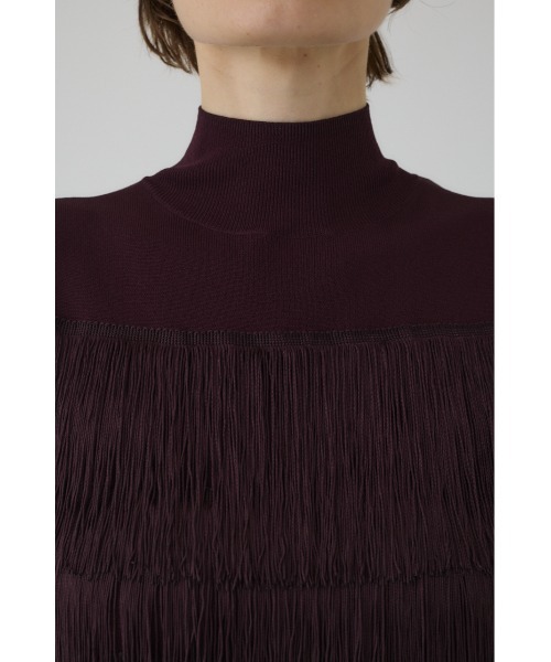 Searoomlynn アメスリKnit Fringeトップス ブラック SLY | FRONT HOOK MOLE YARN トップス (ニット ) |SHEL'TTER