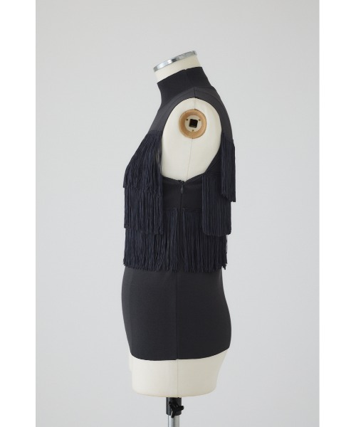 RIM.ARK(リムアーク)の「Fringe N/S knit tops フリンジノースリーブニットトップス(ニット/セーター・レディース・マジェンタ/ブラック/グレー・36/38)」の13枚目の写真