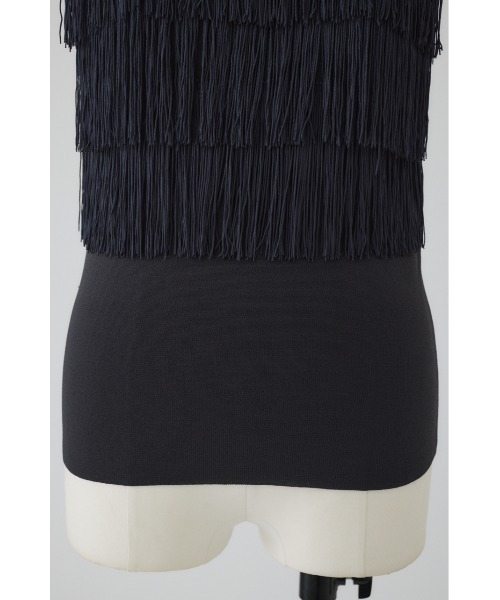 RIM.ARK(リムアーク)の「Fringe N/S knit tops フリンジノースリーブニットトップス(ニット/セーター・レディース・マジェンタ/ブラック/グレー・36/38)」の18枚目の写真