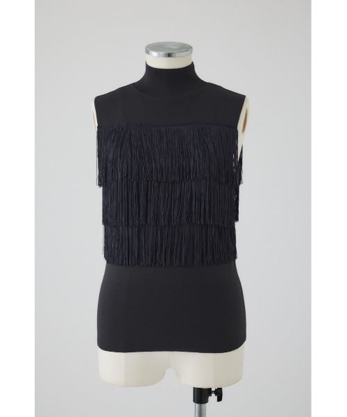 カットソー(半袖/袖なし) L'Appartement N/S KNIT セール】Fringe N/S knit tops フリンジノースリーブニットトップス