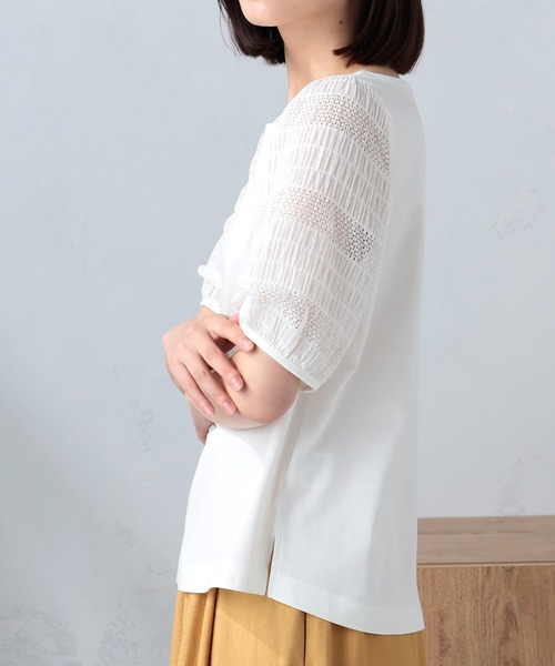 GALLORIA（ギャローリア）の「レーススリーブ切替プルオーバー（Tシャツ/カットソー・レディース・ブラック/マスタード/オフホワイト・LL/S/M/L）」の4枚目の写真