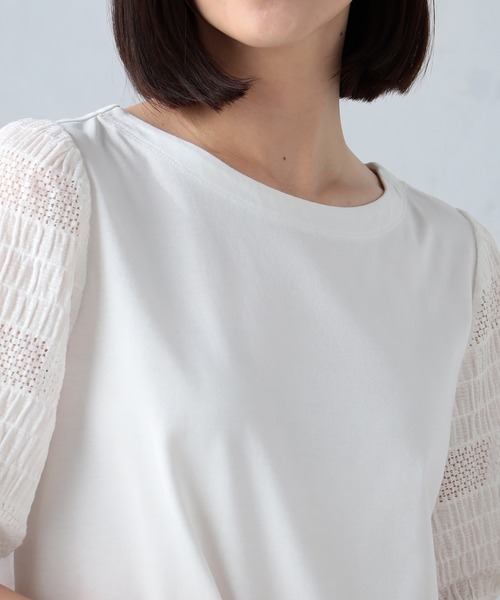 GALLORIA（ギャローリア）の「レーススリーブ切替プルオーバー（Tシャツ/カットソー・レディース・ブラック/マスタード/オフホワイト・LL/S/M/L）」の5枚目の写真