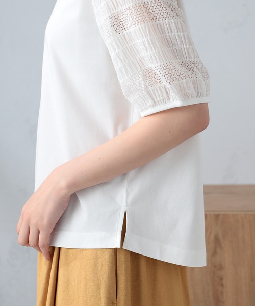 GALLORIA（ギャローリア）の「レーススリーブ切替プルオーバー（Tシャツ/カットソー・レディース・ブラック/マスタード/オフホワイト・LL/S/M/L）」の6枚目の写真