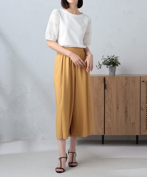 GALLORIA（ギャローリア）の「レーススリーブ切替プルオーバー（Tシャツ/カットソー・レディース・ブラック/マスタード/オフホワイト・LL/S/M/L）」の7枚目の写真