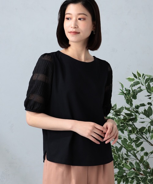 GALLORIA（ギャローリア）の「レーススリーブ切替プルオーバー（Tシャツ/カットソー・レディース・ブラック/マスタード/オフホワイト・LL/S/M/L）」の9枚目の写真