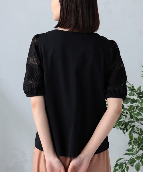 GALLORIA（ギャローリア）の「レーススリーブ切替プルオーバー（Tシャツ/カットソー・レディース・ブラック/マスタード/オフホワイト・LL/S/M/L）」の10枚目の写真