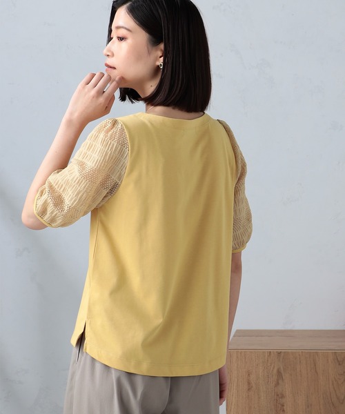 GALLORIA（ギャローリア）の「レーススリーブ切替プルオーバー（Tシャツ/カットソー・レディース・ブラック/マスタード/オフホワイト・LL/S/M/L）」の12枚目の写真