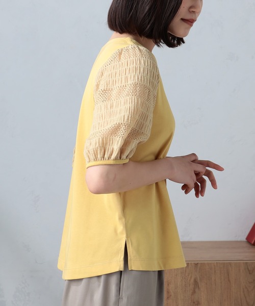 GALLORIA（ギャローリア）の「レーススリーブ切替プルオーバー（Tシャツ/カットソー・レディース・ブラック/マスタード/オフホワイト・LL/S/M/L）」の13枚目の写真