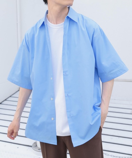 ITEMS URBANRESEARCH(アイテムズ アーバンリサーチ)の「抗菌防臭ブロードショートスリーブシャツ(シャツ/ブラウス・メンズ・ホワイト/ブルー系その他/ネイビー・MEDIUM/LARGE)」の1枚目の写真