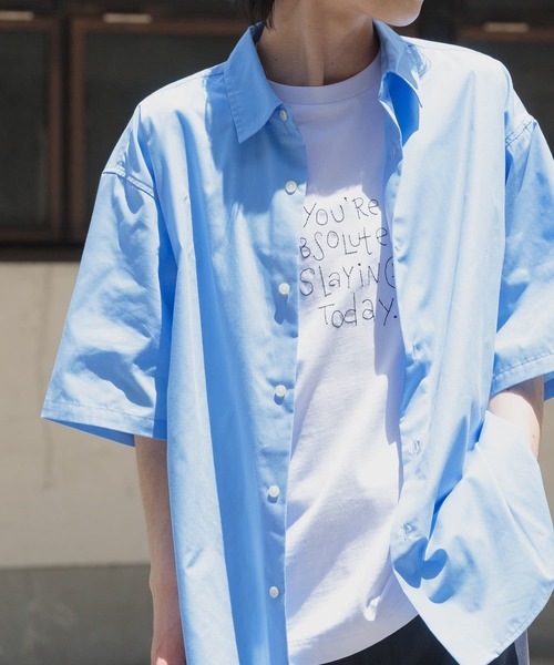 ITEMS URBANRESEARCH(アイテムズ アーバンリサーチ)の「抗菌防臭ブロードショートスリーブシャツ(シャツ/ブラウス・メンズ・ホワイト/ブルー系その他/ネイビー・MEDIUM/LARGE)」の5枚目の写真