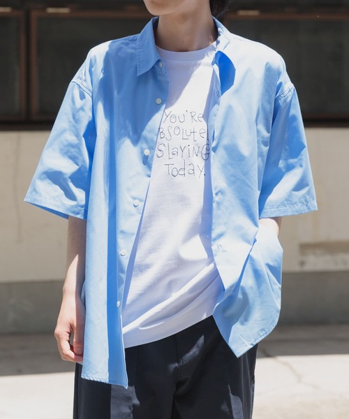 ITEMS URBANRESEARCH(アイテムズ アーバンリサーチ)の「抗菌防臭ブロードショートスリーブシャツ(シャツ/ブラウス・メンズ・ホワイト/ブルー系その他/ネイビー・MEDIUM/LARGE)」の6枚目の写真