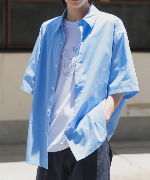 ITEMS URBANRESEARCH(アイテムズ アーバンリサーチ)の「抗菌防臭ブロードショートスリーブシャツ(シャツ/ブラウス・メンズ・ホワイト/ブルー系その他/ネイビー・MEDIUM/LARGE)」の7枚目の写真