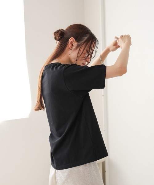 Bab（バブ）の「インクジェットプリント半袖Tシャツ（Tシャツ/カットソー・レディース・ブラック/オフホワイト・M）」の7枚目の写真