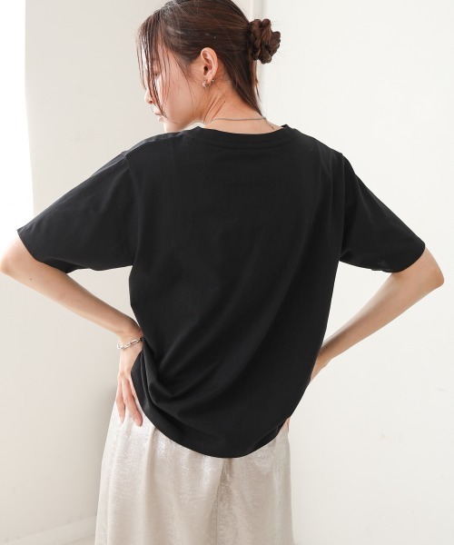 Bab（バブ）の「インクジェットプリント半袖Tシャツ（Tシャツ/カットソー・レディース・ブラック/オフホワイト・M）」の12枚目の写真