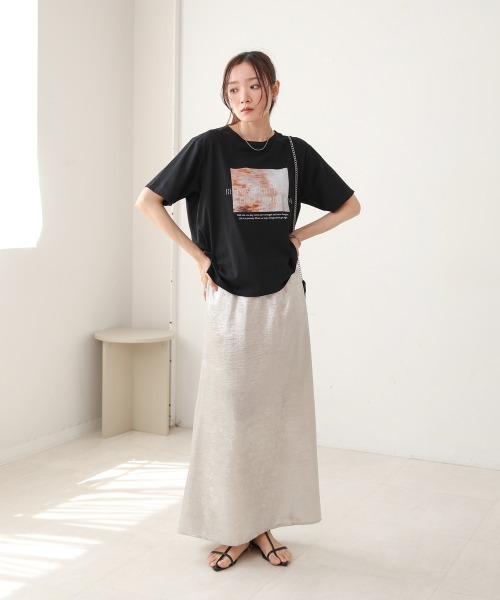 Bab（バブ）の「インクジェットプリント半袖Tシャツ（Tシャツ/カットソー・レディース・ブラック/オフホワイト・M）」の15枚目の写真