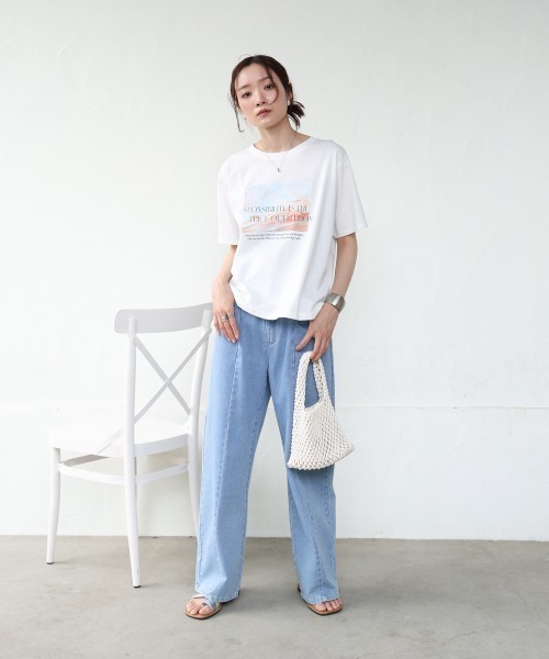 Bab（バブ）の「インクジェットプリント半袖Tシャツ（Tシャツ/カットソー・レディース・ブラック/オフホワイト・M）」の17枚目の写真