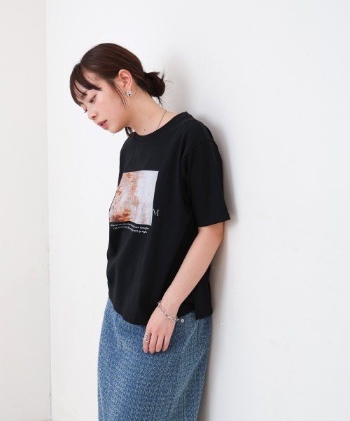 Bab（バブ）の「インクジェットプリント半袖Tシャツ（Tシャツ/カットソー・レディース・ブラック/オフホワイト・M）」の22枚目の写真