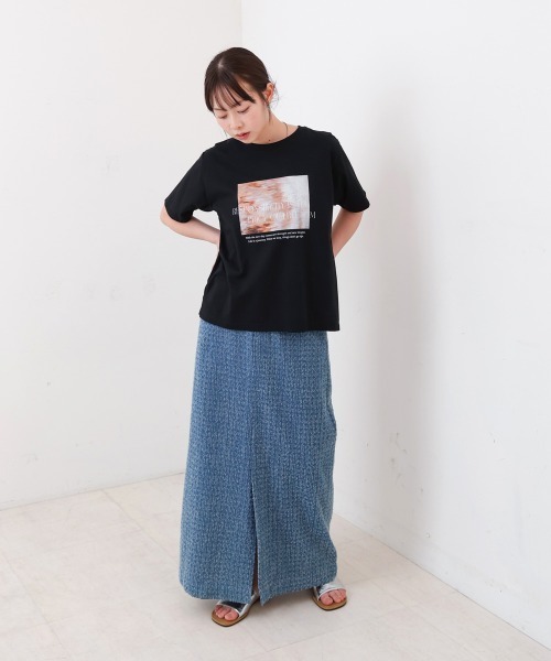 Bab（バブ）の「インクジェットプリント半袖Tシャツ（Tシャツ/カットソー・レディース・ブラック/オフホワイト・M）」の16枚目の写真
