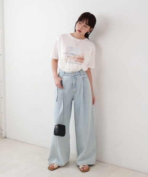 Bab（バブ）の「インクジェットプリント半袖Tシャツ（Tシャツ/カットソー・レディース・ブラック/オフホワイト・M）」の18枚目の写真