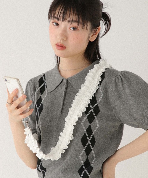 Heather（ヘザー）の「コットンスマホショルダー　497687（スマホグッズ・レディース・ブラック/アイボリー・ONE SIZE）」の2枚目の写真