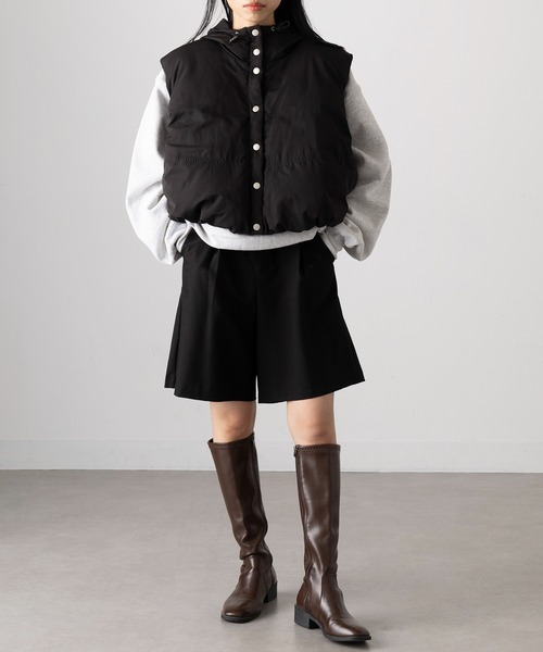 MAGASIN DE MODE Onjna(マガジンデモードオンジェナ )の「【MAGASIN DE MODE Onjna】マットタフタ ファイバーダウン フーディベスト フェイクダウン Y2K 韓国 XNN(ダウンベスト・レディース・ブラック/グレイッシュベージュ/ブラウン・FREE)」の12枚目の写真