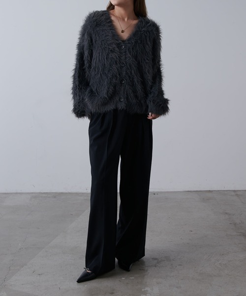 〖 新品 〗Lui's 2024AW シャギーカーディガン　Fサイズ fifth カーディガン 「2024AW」Vネックシャギーニット