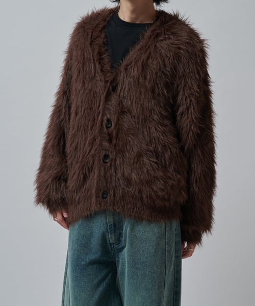 1551◆Lui's (ルイス) シャギーカーディガン ゆったり ブラウン シャギーカーディガン（カーディガン/ボレロ）｜Lui's（ルイス）の