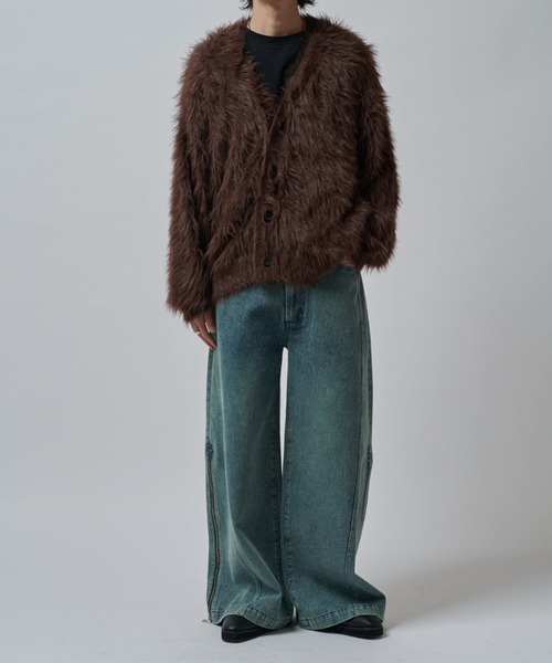 Lui's シャギーカーディガン　グレー Lui's カーディガン シャギーカーディガン レディース メンズ