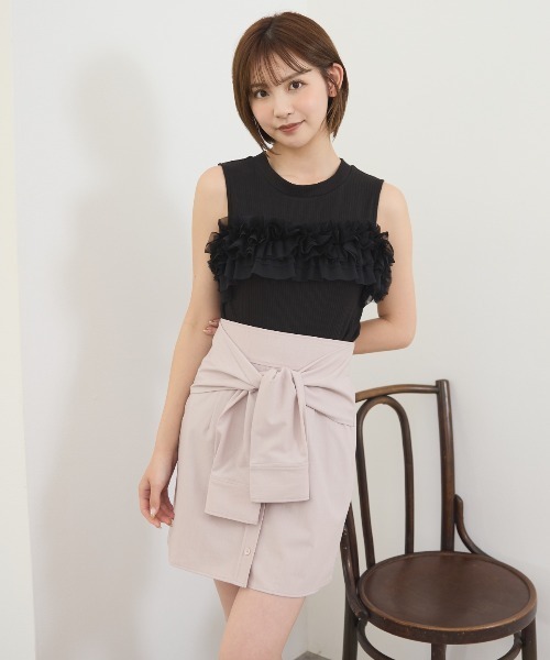 REDYAZEL(レディアゼル)の「シャツライクラップミニスカート(スカート・レディース・ピンク/サックスブルー/ベージュ・SMALL/MEDIUM)」の13枚目の写真
