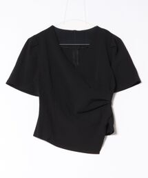 MAISON DE THERESE（メゾン ド テレーズ）の「Vネック シーバー（ギャザー） アシンメトリー デザイン パフスリーブ シャツ（シャツ/ブラウス）」