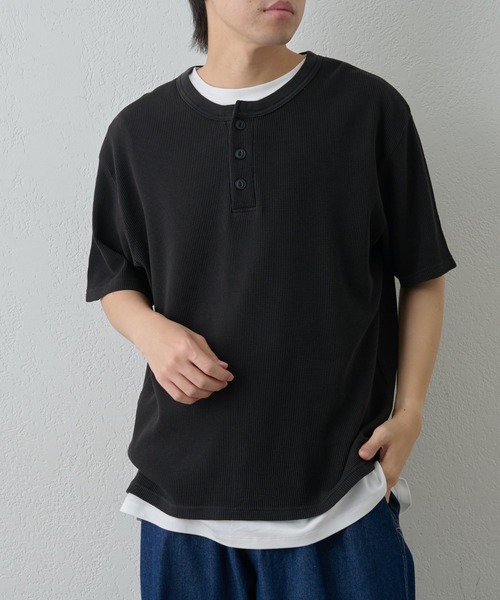 paradigm（パラダイム）の「【paradigm】ガス焼きワッフルヘンリーネックT（Tシャツ/カットソー・メンズ・ブラック/ダークグレー/ホワイト・MEDIUM/LARGE/X-LARGE）」の12枚目の写真