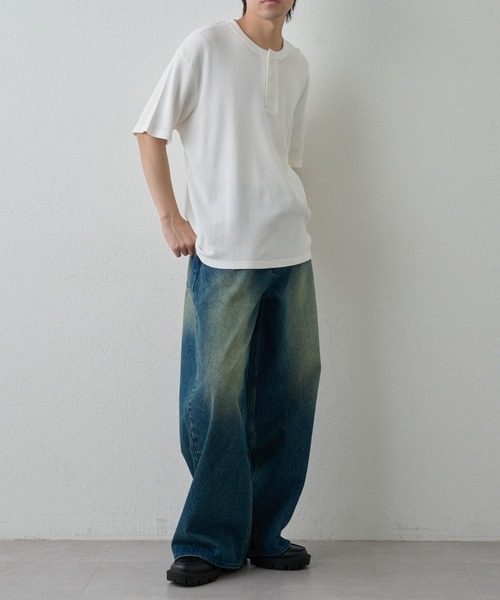 paradigm（パラダイム）の「【paradigm】ガス焼きワッフルヘンリーネックT（Tシャツ/カットソー・メンズ・ブラック/ダークグレー/ホワイト・MEDIUM/LARGE/X-LARGE）」の22枚目の写真