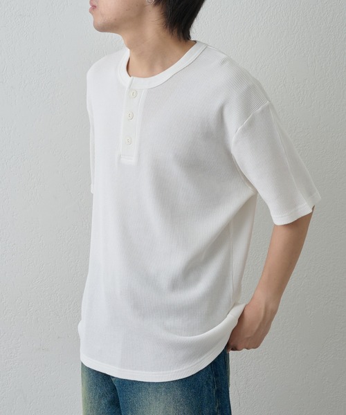 paradigm（パラダイム）の「【paradigm】ガス焼きワッフルヘンリーネックT（Tシャツ/カットソー・メンズ・ブラック/ダークグレー/ホワイト・MEDIUM/LARGE/X-LARGE）」の9枚目の写真