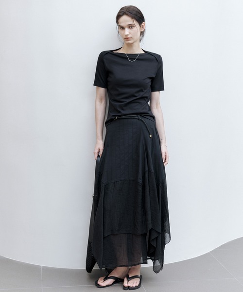 tageechita（タジチタ）の「【tageechita】スーピマコットン ボートネックTシャツ（Tシャツ/カットソー・レディース・ブラック/ホワイト・S/M/L）」の6枚目の写真