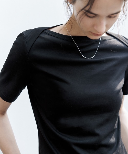 tageechita（タジチタ）の「【tageechita】スーピマコットン ボートネックTシャツ（Tシャツ/カットソー・レディース・ブラック/ホワイト・S/M/L）」の11枚目の写真