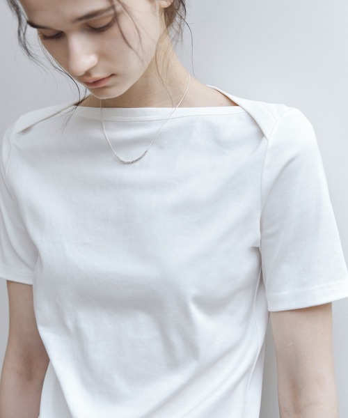 tageechita（タジチタ）の「【tageechita】スーピマコットン ボートネックTシャツ（Tシャツ/カットソー・レディース・ブラック/ホワイト・S/M/L）」の18枚目の写真