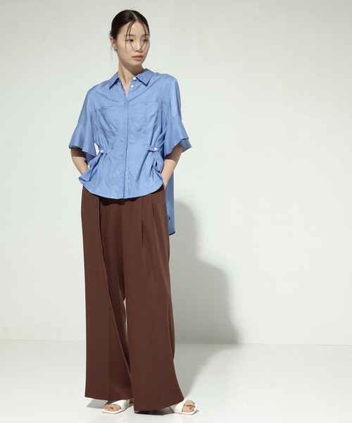 美品◆【STUDIOUSステュディオス】◆フリルベスト付ブラウスシャツ◆オフィス STUDIOUS/ステュディオス】Hem Flare 2way Blouse/ヘムフレア