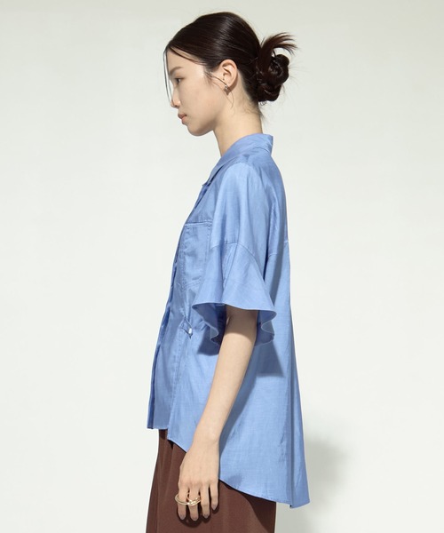 STUDIOUS（ステュディオス）の「【STUDIOUS/ステュディオス】Hem Flare 2way Blouse/ヘムフレアブラウス（シャツ/ブラウス・レディース・ホワイト/ブラック/サックスブルー・FREE）」の6枚目の写真