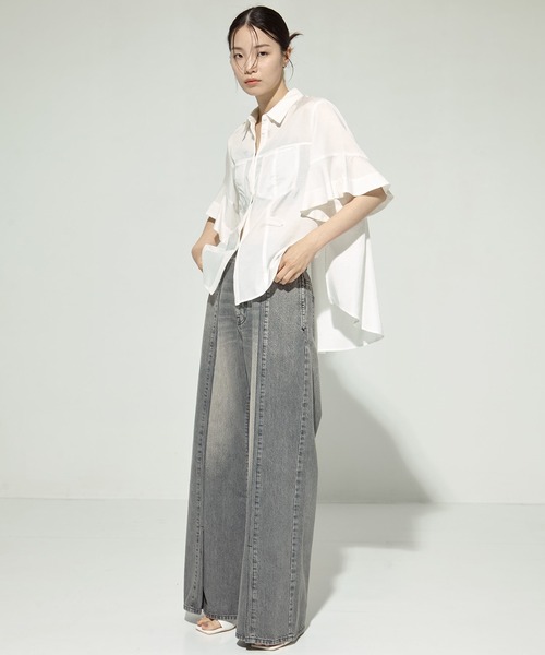 ブラウス シャツ 「STUDIOUS/ステュディオス」Hem Flare 2way Blouse/ヘムフレアブラウス レディース STUDIOUS/ステュディオス】Hem Flare 2way Blouse/ヘムフレア