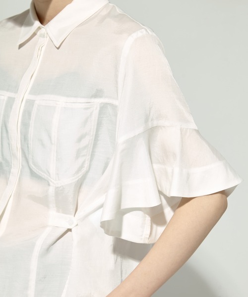 STUDIOUS（ステュディオス）の「【STUDIOUS/ステュディオス】Hem Flare 2way Blouse/ヘムフレアブラウス（シャツ/ブラウス・レディース・ホワイト/ブラック/サックスブルー・FREE）」の13枚目の写真