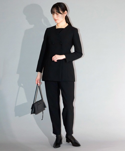 Ranerrh（ラネリ）の「フォーマルテーパードパンツ【喪服・礼服】【入卒式・結婚式】【セットアップ展開有】【オフィス/ビジネスにも使える】【正喪服】【秋冬用】（スーツパンツ・レディース・ブラック・38）」の3枚目の写真